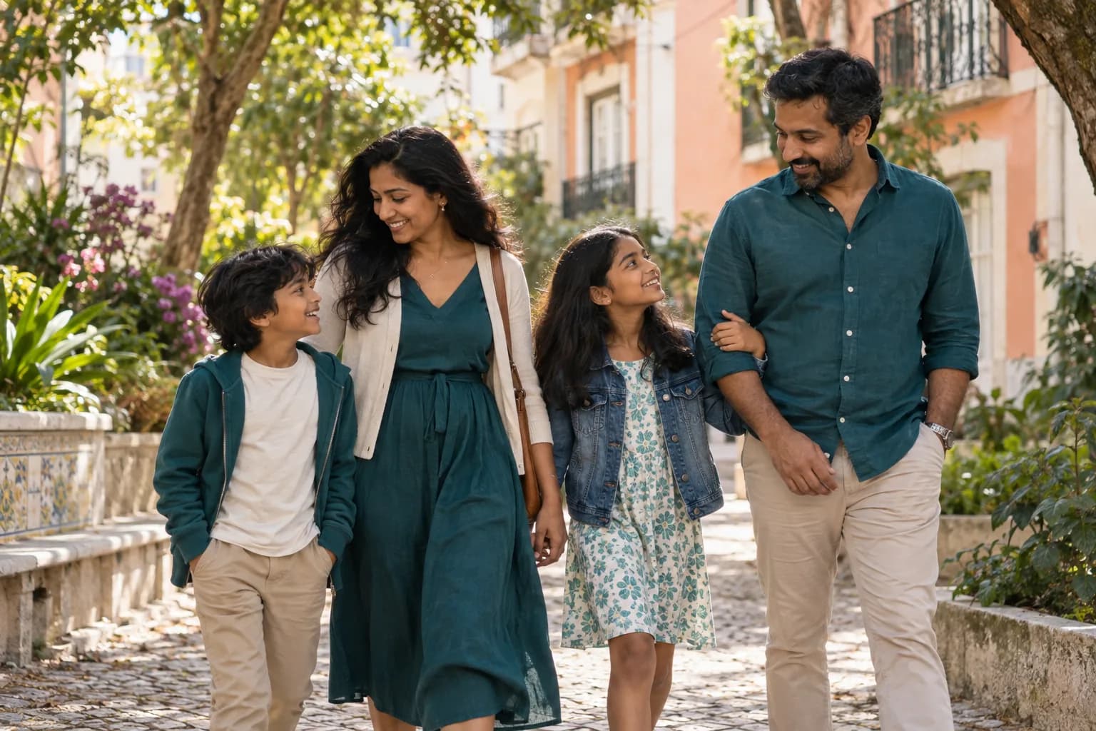 A family spending time together in Portugal